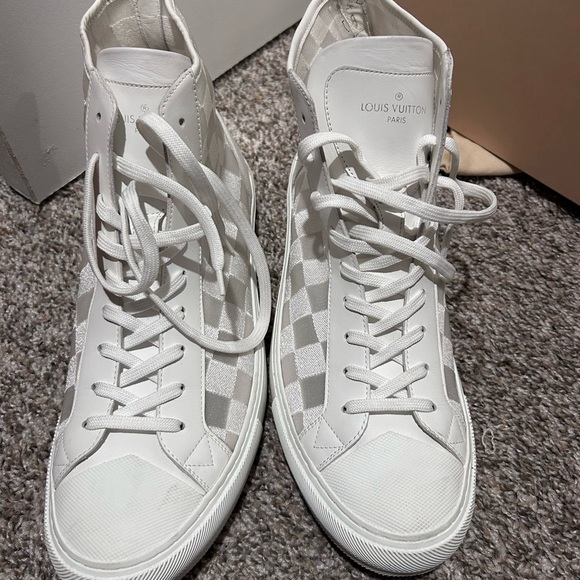 White Louis Vuitton size 10 high tops. - Picture 2 of 4